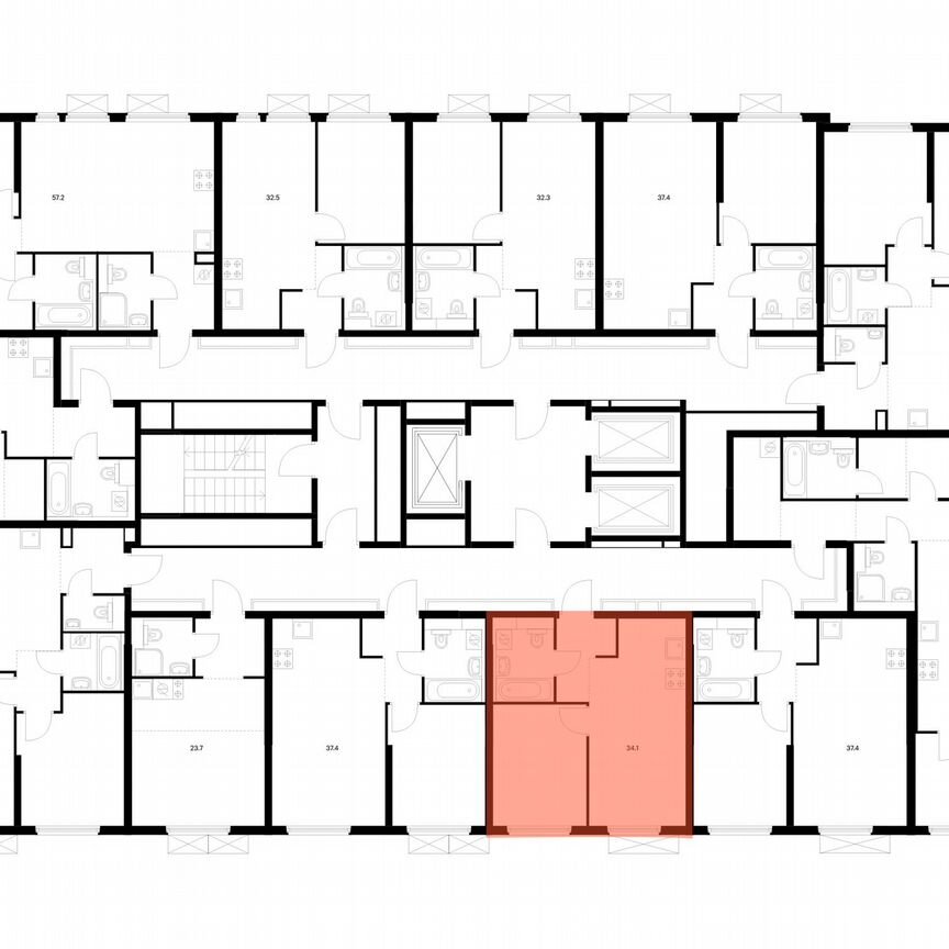 1-к. квартира, 34,1 м², 23/25 эт.