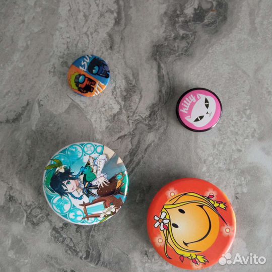 Значки Геншин, девочка, кот, амонг ас