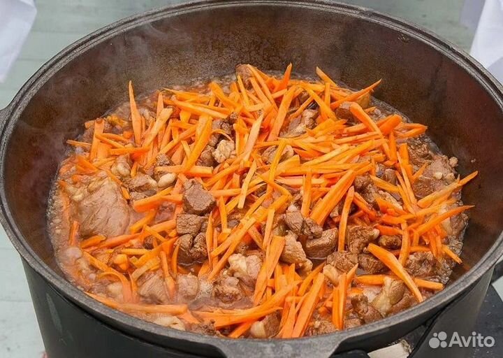 Казан чугунный узбекский с крышкой для плова