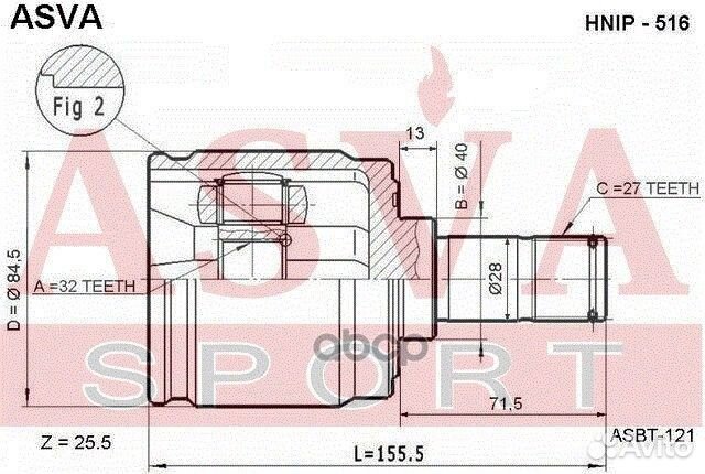 Шрус внутр honda Accord 90-93 32x40x27 asva HN