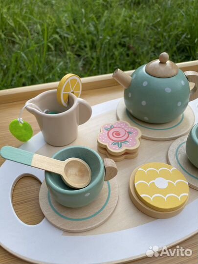 Деревянные игрушки набор посуды для чаепития