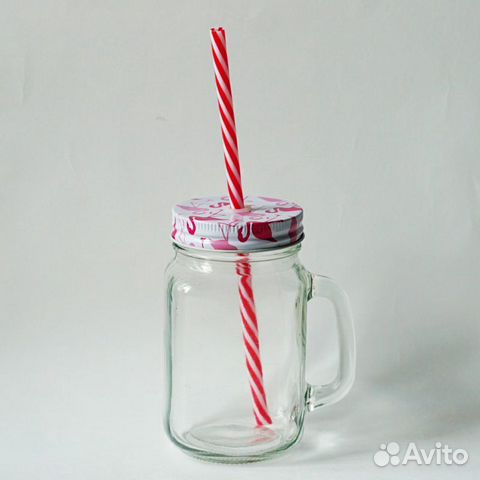 Кружки стеклянные с крышкой +труб. (новогодн.тема)