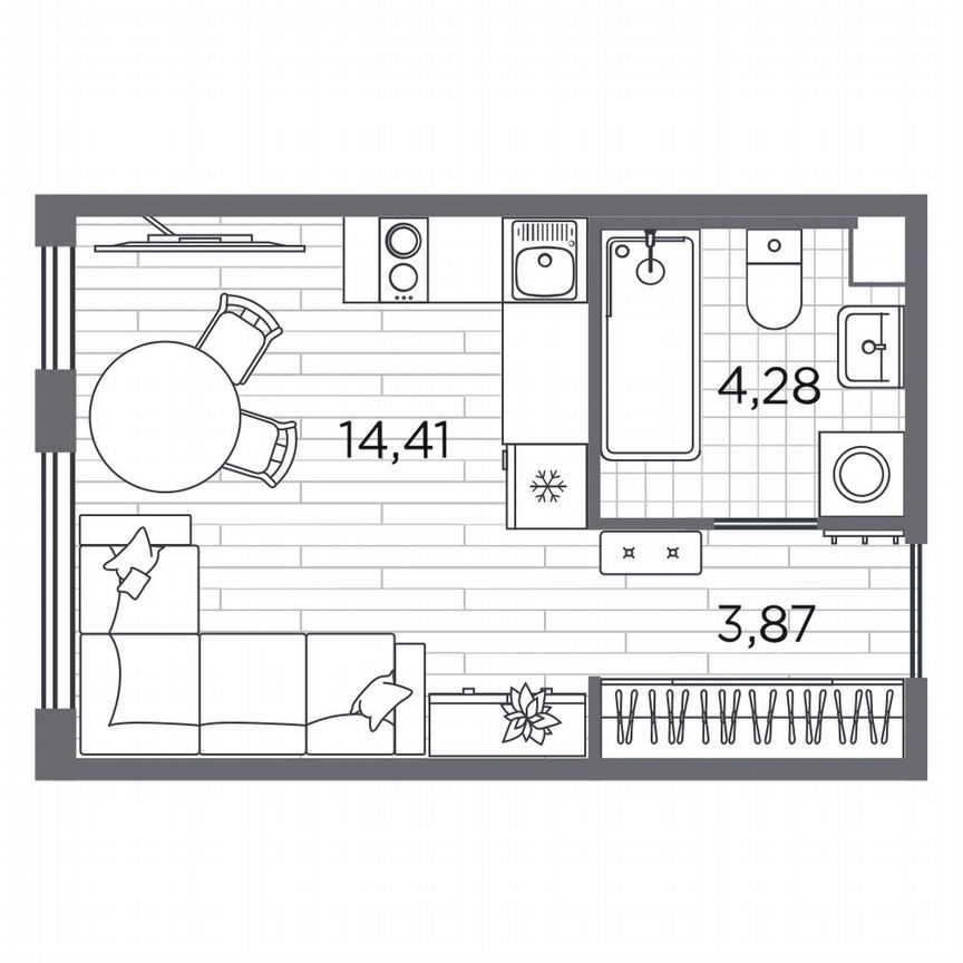 Квартира-студия, 22,6 м², 1/5 эт.