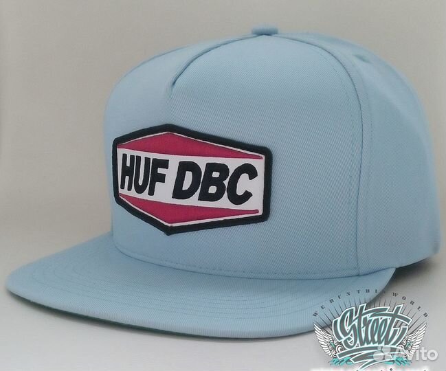 Кепка Huf с плоским козырьком голубая фирменная