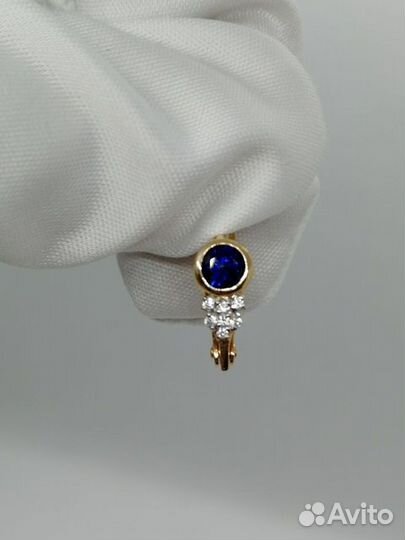 Золотые серьги с фианитом