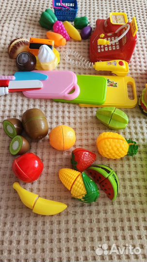 Развивающие игрушки пакетом касса, фрукты, бургер