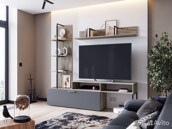 Гостиная Элирия (2,1м) мдф сноу/дуб крафт белый
