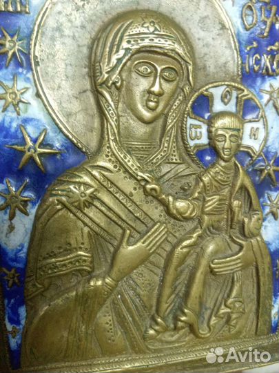 Икона Б. М. Смоленская эмаль состояние