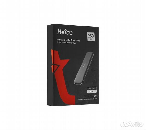 Внешний SSD Netac ZX 250Gb, черный (NT01ZX-250G-32