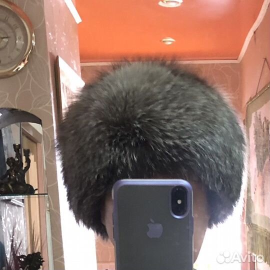 Шапка зимняя меховая женская, чернобурка