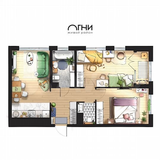 2-к. квартира, 57,7 м², 5/5 эт.