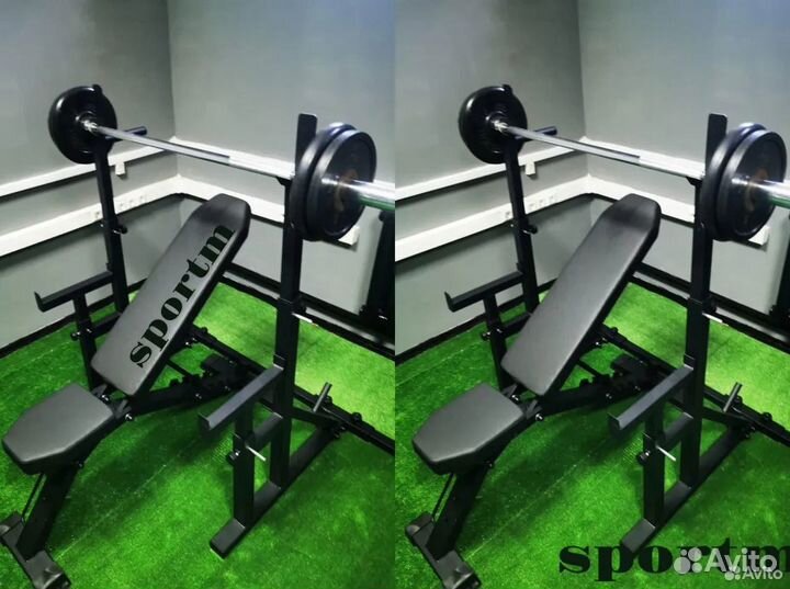 Скамья для жима + стойки с подстраховкой