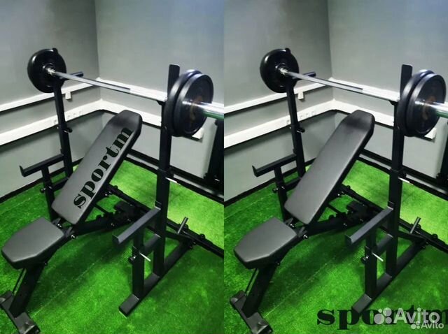 Скамья для жима + стойки с подстраховкой