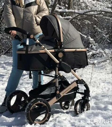 Коляска 2в1 новая (серый трансформер)