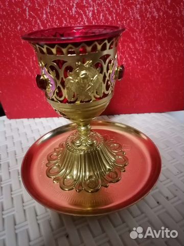 Лампада настольная 31/ латунь камни золочение