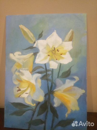 Картина маслом лилии
