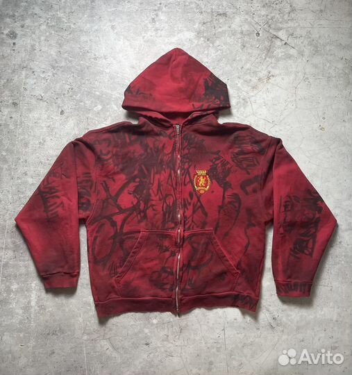 Balenciaga Skater Graffiti Зип Худи in red