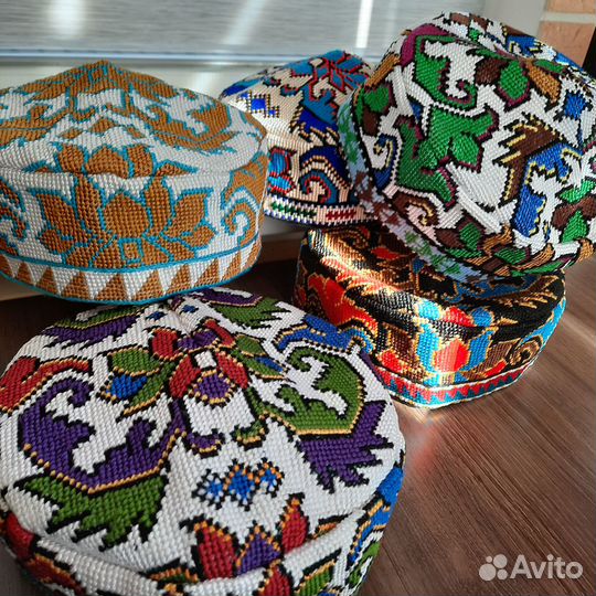 Тюбетейка шелк ручная вышивка бохо