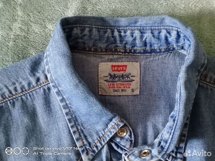 Джинсовая рубашка levis женская S без рукавов