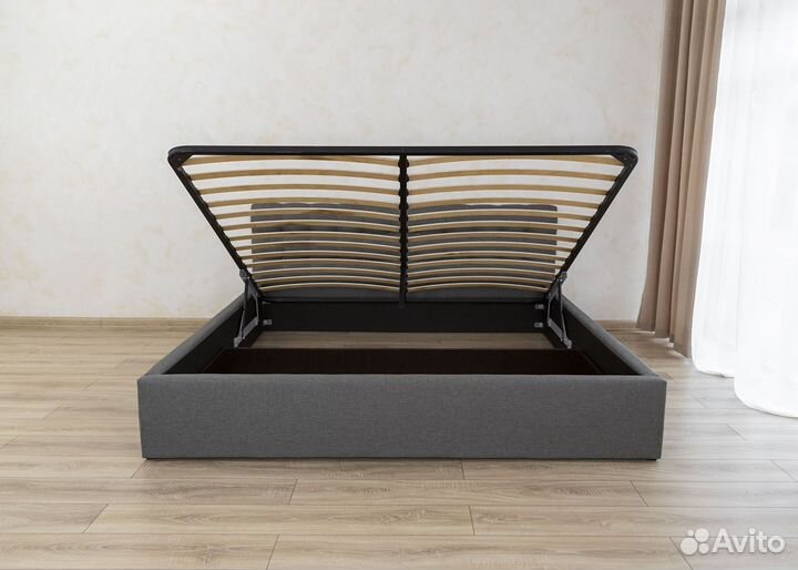Кровать 200х200 с подъемным механизмом серая