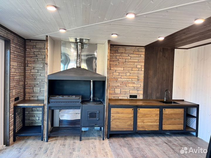 Мангальная зона лофт в беседку