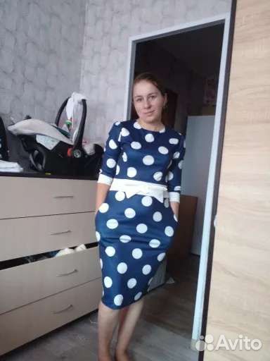 Платье новое летнее синее в горошек 48-50