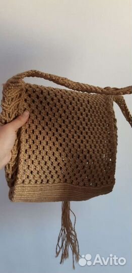 Джутовая сумка через плечо
