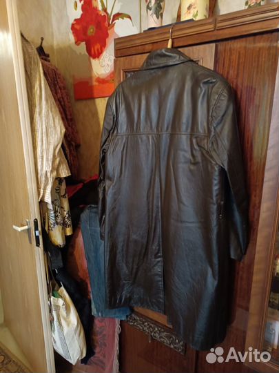 Кожаный плащ мужской 52