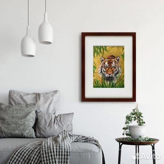 Картина маслом на холсте, тигр 30х40