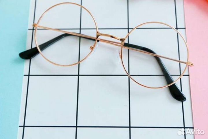 Очки розовое золото круглые