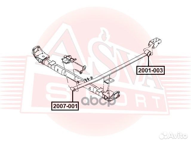 Сайлентблок рессоры зад прав/лев 2001003 asva