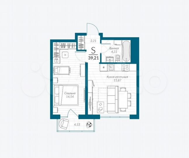 1-к. квартира, 39,2 м², 3/18 эт.