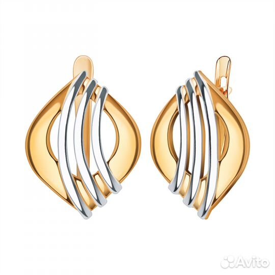 Золотые серьги 585 пробы комбинированные