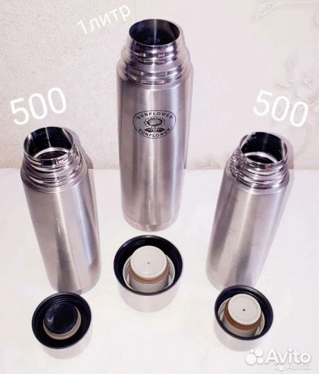 Набор шампуров из нержавейки, термос на 1л и 500