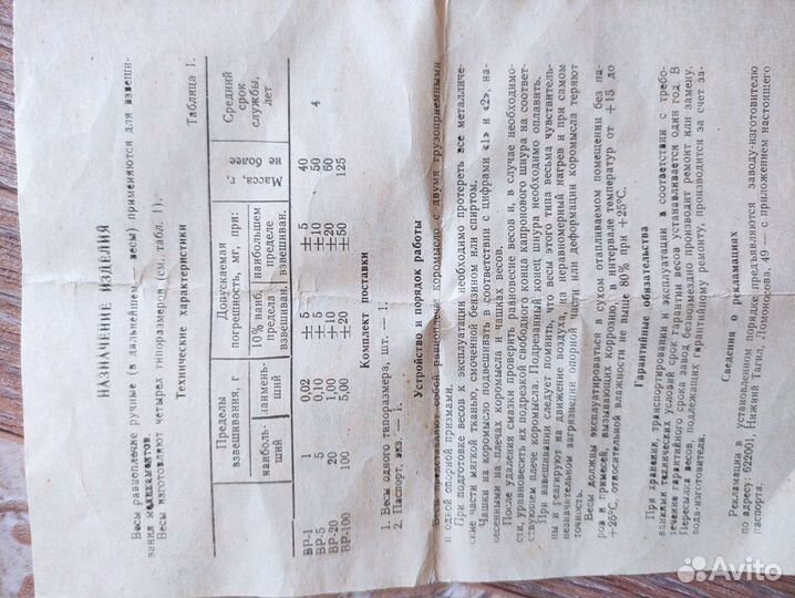 Весы равноплечие ручные вр-1