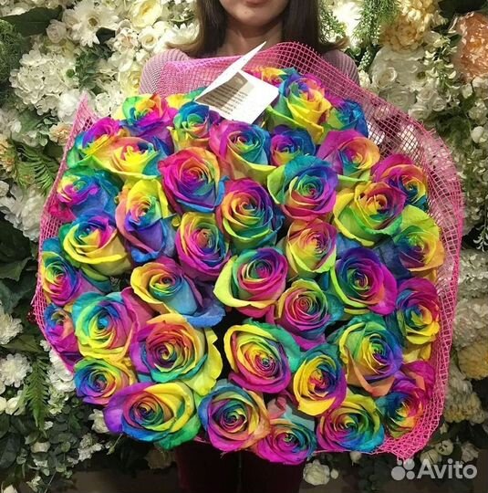 Радужные розы Букеты с доставкой