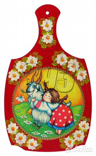 Доска разделочная большая Девочка с козлён (28393)