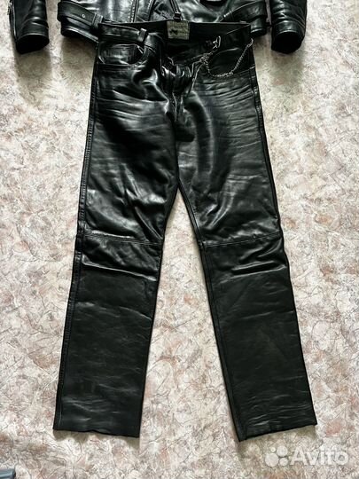 Мужские кожаные штаны байкерские