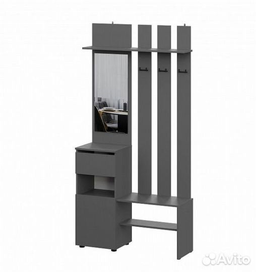 Вешалка с зеркалом Графит серый