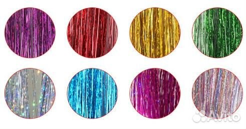 Блестящие пряди-заколки для волос