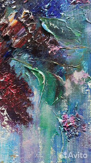 Картина маслом, Букет сирени, 30х30 см