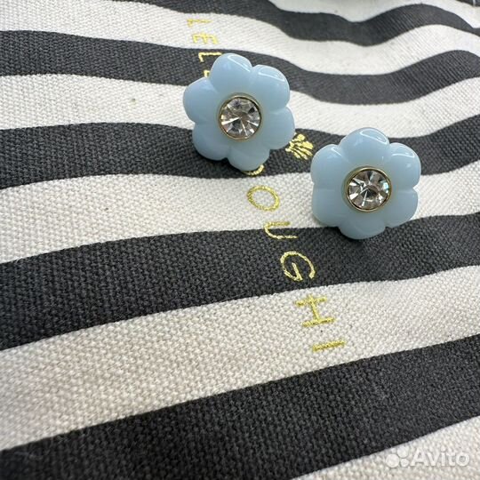 Серьги пусеты голубой цветок Lele Sadoughi