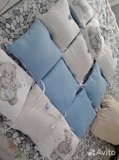 Бортики в детскую кроватку бу подушки