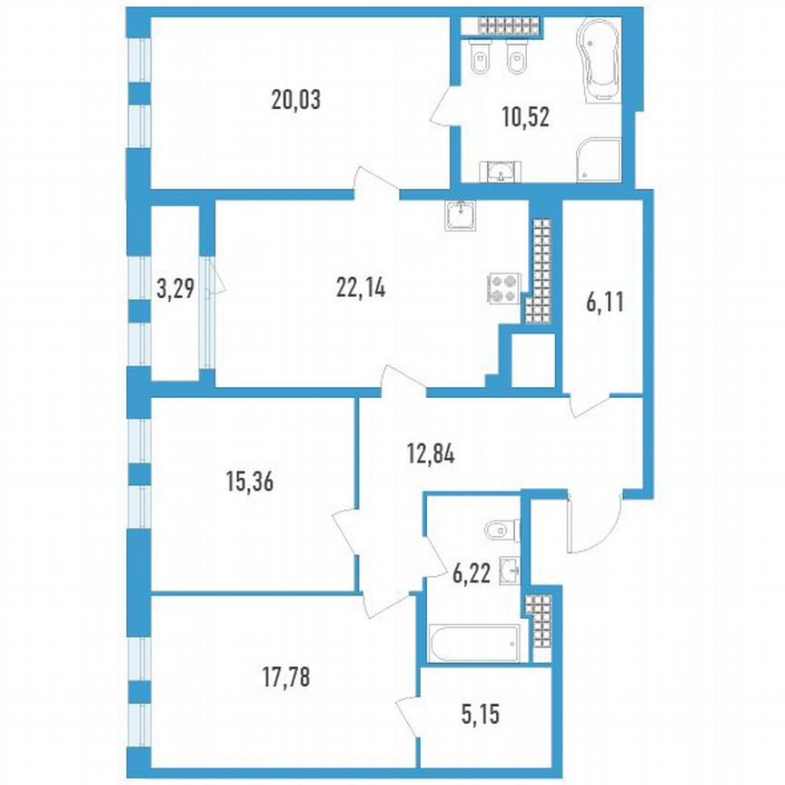 3-к. квартира, 117 м², 17/23 эт.