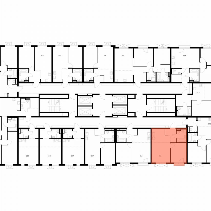 1-к. квартира, 38,1 м², 3/24 эт.