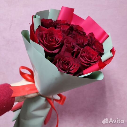 Букет красных роз, Кения, 50см 51 шт