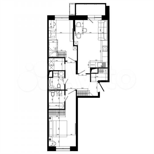 2-к. квартира, 70,4 м², 11/25 эт.