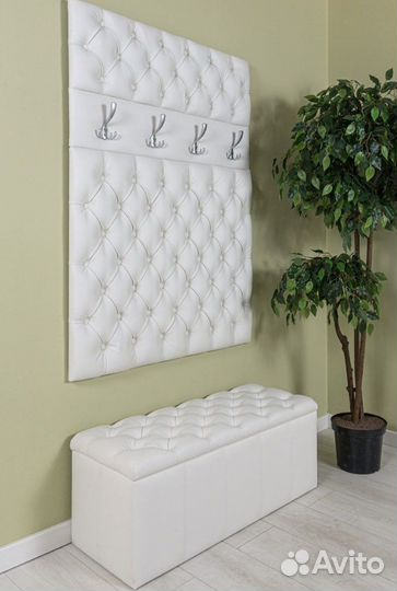 Прихожая в каретной стяжке вешалка/банкетка стразы