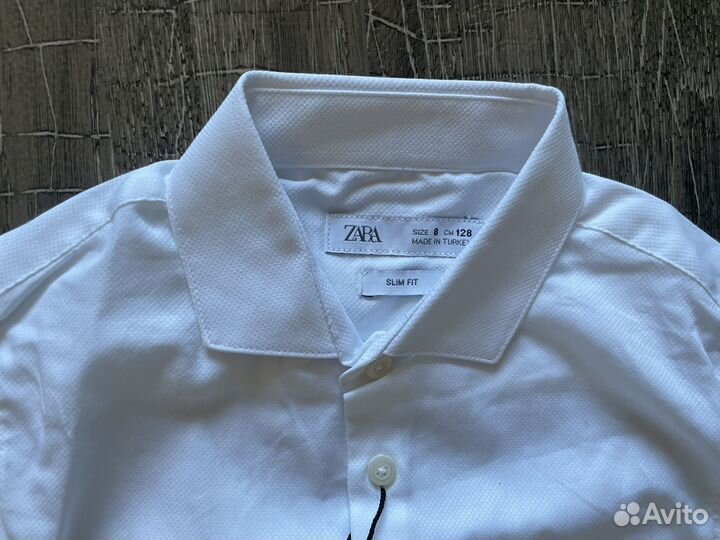 128,Новая белая рубашка для мальчика Zara