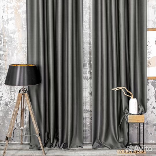 Портьеры блэкаут Амадео Графит шторы